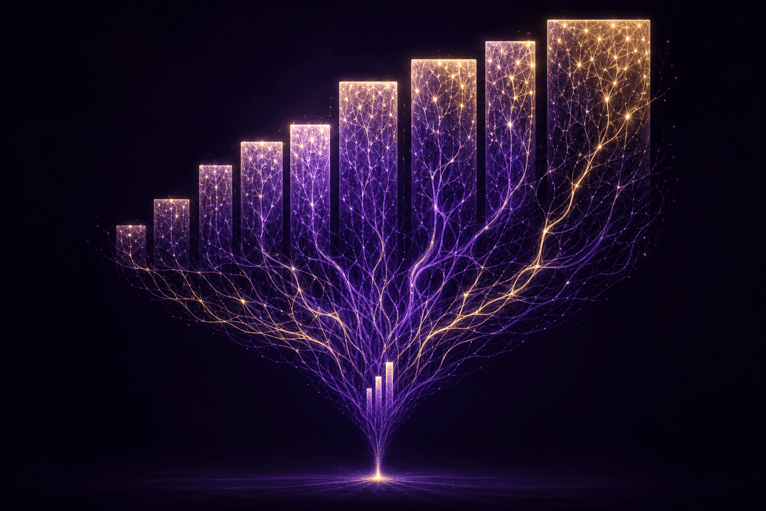 Abstract visualization of BCI venture capital concentrating at late stages while seed funding remains thin